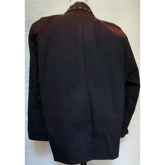 Vintage JenJen Darian 1980s Denim Blazer Jacket Gold Jewels Embroidery Studs 2X - Picture 11 of 15